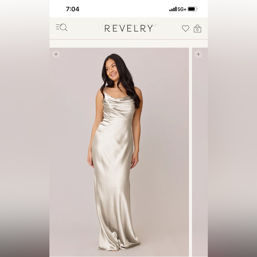 Revelry Skye Satin Dress- soft champagne size 6